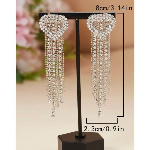 Gold Heart Bling Earrings - Picture 3 of 3